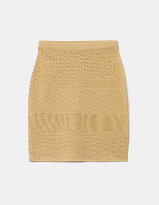Beige Knit Mini Skirt