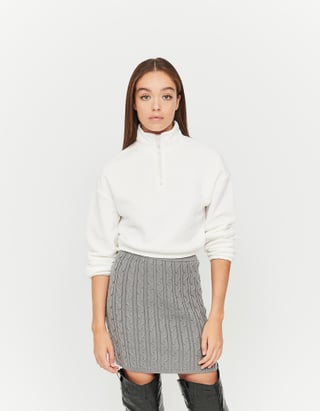 Grey Cable Knit Skirt 