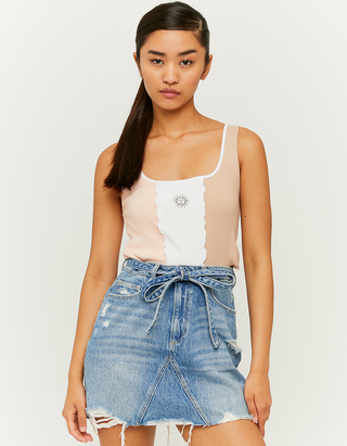 High Waist Ripped Denim Mini Skirt 