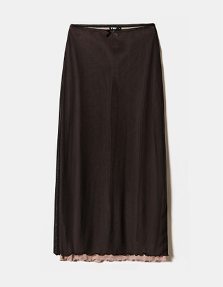 TALLY WEiJL, Black Mesh Long Skirt for Women