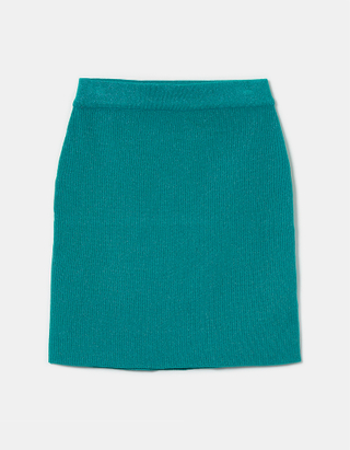 Blue Lurex Mini Skirt