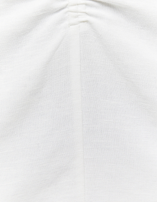 White Ruched Mini Skirt