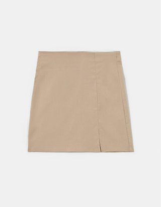 TALLY WEiJL, Beige Mini Skirt with Slit for Women