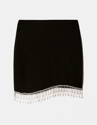TALLY WEiJL, Schwarzes Mini Skirt mit Wasserfall Strass for Women
