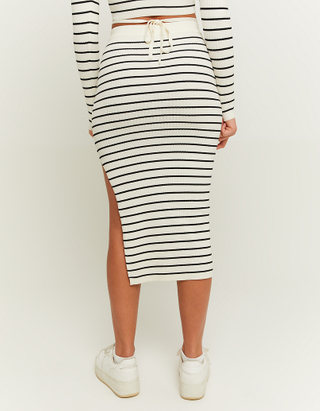 TALLY WEiJL, White Striped Cropped Skirts with Fancy Details for Women