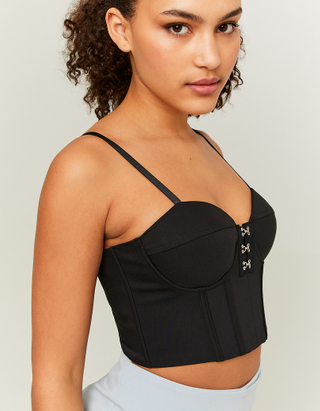 TALLY WEiJL, Τοπ Cropped Corset Μαύρο for Women