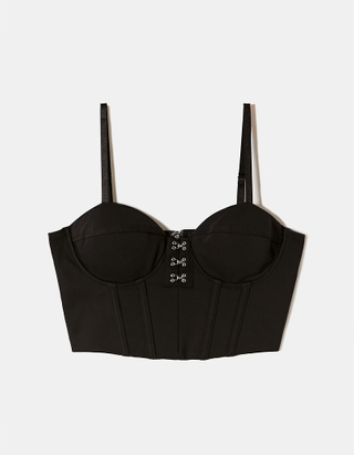 TALLY WEiJL, Black Cropped Corset Top for Women