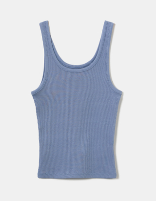 TALLY WEiJL, Blue Ribbed Tank Top for Women