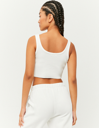 TALLY WEiJL, White Cropped Basic Top for Women