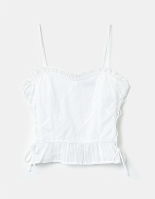 White Cropped Embroidery Top