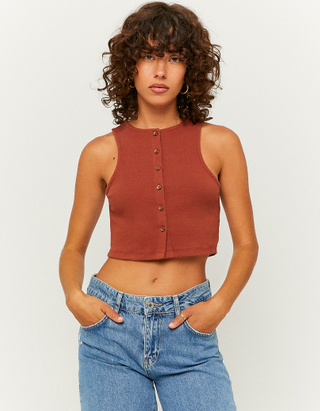 Buttoned Basic Crop Top