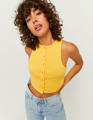 Buttoned Basic Crop Top