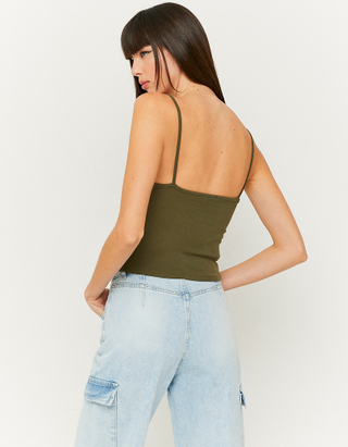 Green Cut Out Cropped Top