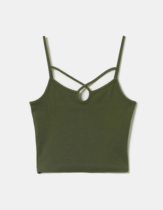 Green Cut Out Cropped Top