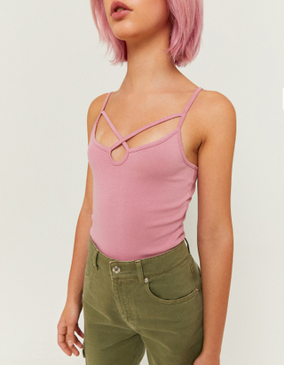 TALLY WEiJL, Pink Cropped Cut Out Top for Women