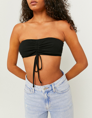 TALLY WEiJL, Μαύρο Ruched Tube Top for Women