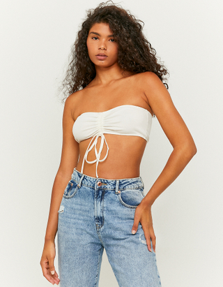 TALLY WEiJL, White Ruched Tube Top for Women