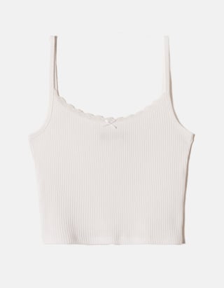 TALLY WEiJL, White Basic Tank Top with Lace Insert for Women