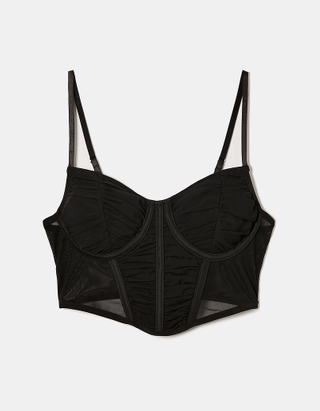 TALLY WEiJL, Top Corsetto in Mesh Nero for Women