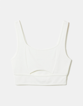 White Sleeveless Cut out Crop top