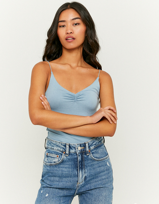 Blue Basic Spaghetti Top | TALLY WEiJL 