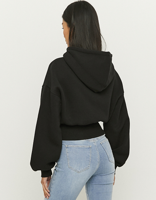 TALLY WEiJL, Black Cropped Hoodie With Elasticated Band for Women
