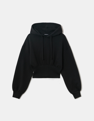 TALLY WEiJL, Black Cropped Hoodie With Elasticated Band for Women