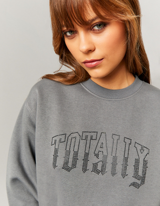 TALLY WEiJL, Oversize Printed Sweatshirt With Strass for Women