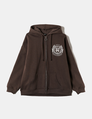TALLY WEiJL, Brown Oversize Printed Hoodie for Women