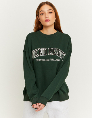 TALLY WEiJL, Green Oversize Printed Sweatshirt for Women