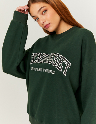 TALLY WEiJL, Green Oversize Printed Sweatshirt for Women