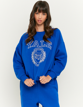Μπλε Μακρύ Printed Sweatshirt
