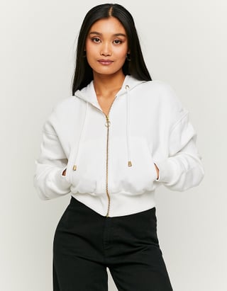 TALLY WEiJL, White Cropped Hoodie for Women