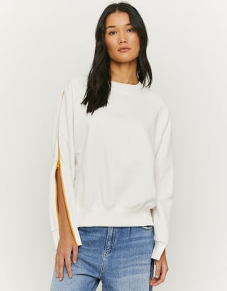 White Oversize Printed Sweatshirt