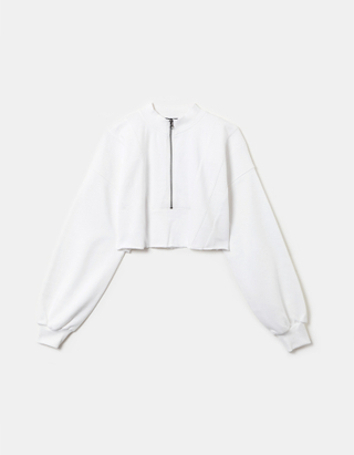 White  Cropped  Oversize Sweatshirt