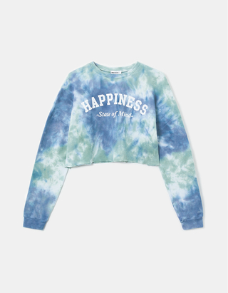 Tie Dye Waffle Cropped Sweatshirt 