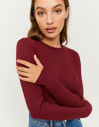 TALLY WEiJL, Top Basique Manches Longues Rouge for Women