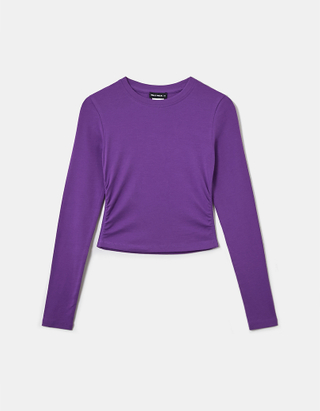 Violettes kurzes T-Shirt