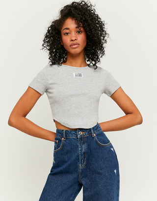 Grey Cropped T-shirt | TALLY WEiJL 