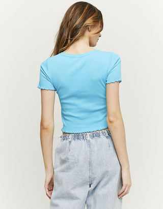 TALLY WEiJL, Μπλε Cropped Basic T-shirt for Women