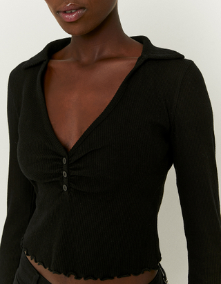 TALLY WEiJL, Μαύρο Basic T-shirt με λαιμόκοψη for Women