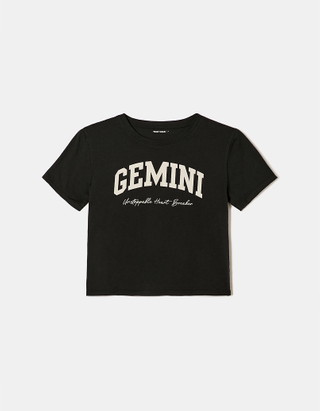 TALLY WEiJL, Czarna koszulka z nadrukiem „Gemini” for Women
