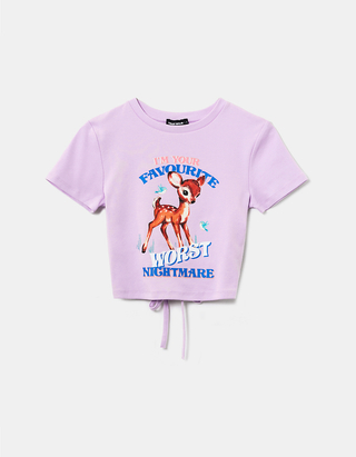 Purple Cropped Slogan T-shirt | TALLY 