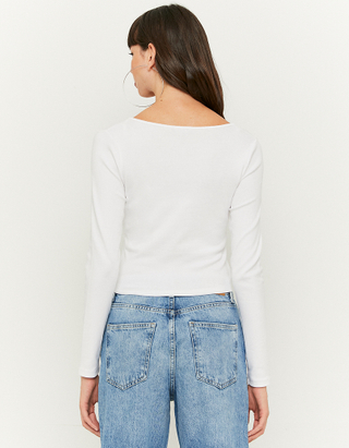 White Buttoned Long Sleeves Top 