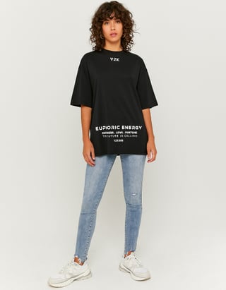 TALLY WEiJL, Czarny t-shirt Oversize for Women