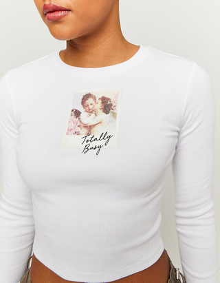 TALLY WEiJL, White Long Sleeves T-Shirt for Women