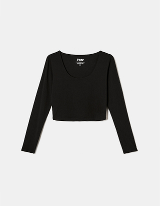 TALLY WEiJL, Black  Cropped Basic T-Shirt for Women