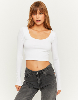 TALLY WEiJL, White  Cropped Basic  T-Shirt for Women