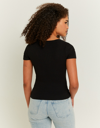 TALLY WEiJL, Black Basic Regular Fit T-shirt for Women