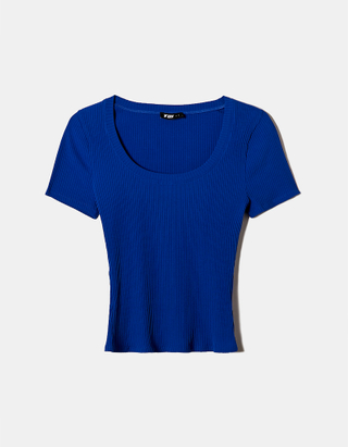 TALLY WEiJL, Blaues Basic Regular Fit T-Shirt for Women